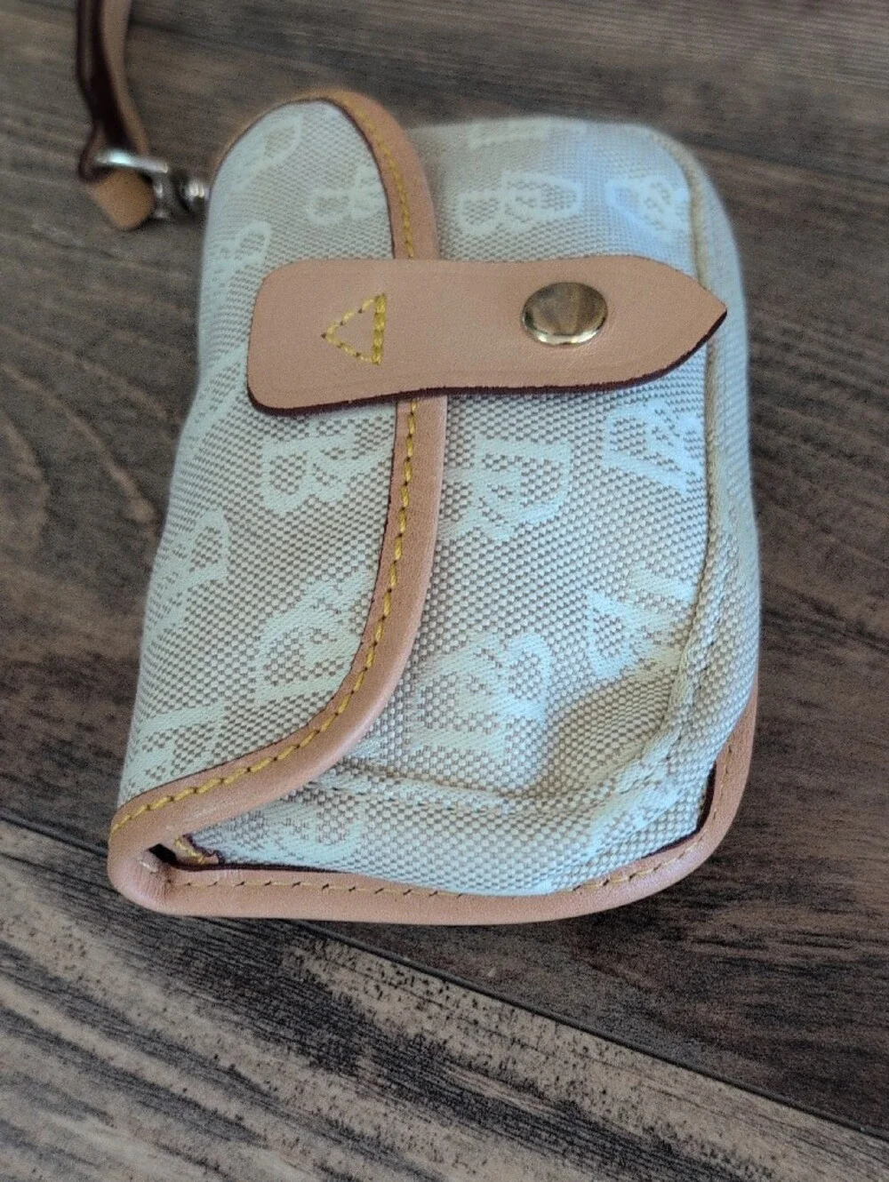 Dooney & Bourke Monogram Canvas Wristlet Clutch with Vachetta Leather Trim  630A